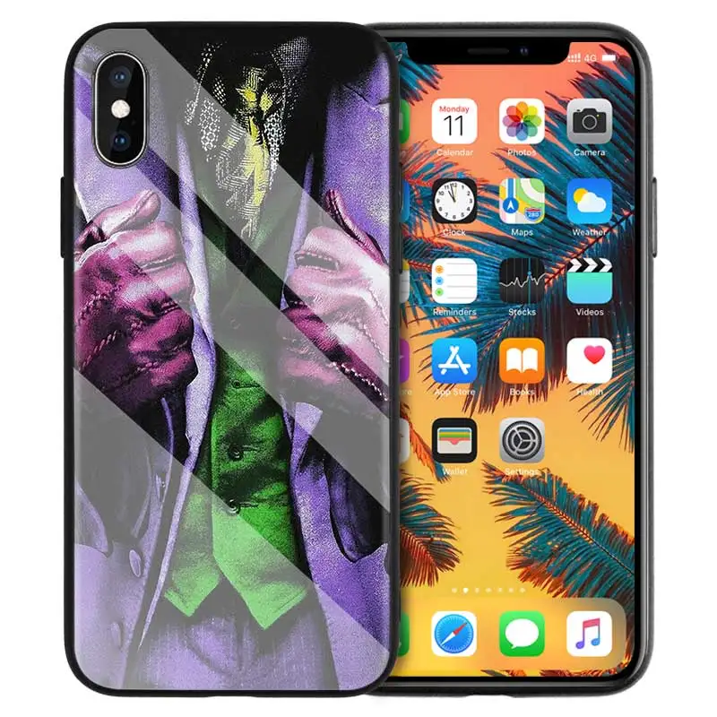 Чехол из закаленного стекла для iPhone 7 X, чехол для iPhone 8, 6, 6 S, 11, 11 Pro, XR, XS, MAX Plus, Бэтмен, Джокер, темный черный рыцарь, задняя крышка
