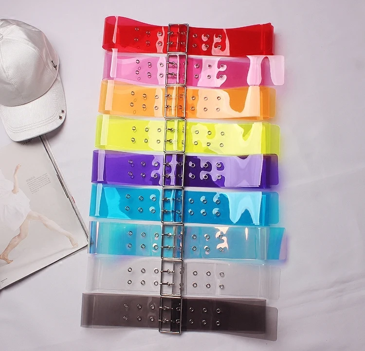 [MENKAY] 2018 Новая мода конфеты прозрачный ПВХ пластик Бубль булавка пояс Женский