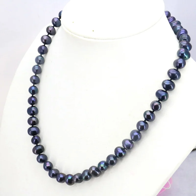 

Ожерелье Из Черного Жемчуга 8-9 мм, 18 дюймов, 2 шт./лот, Женское Ожерелье «сделай сам», подходит для собирания и ношения бисером, оптовая продаж...