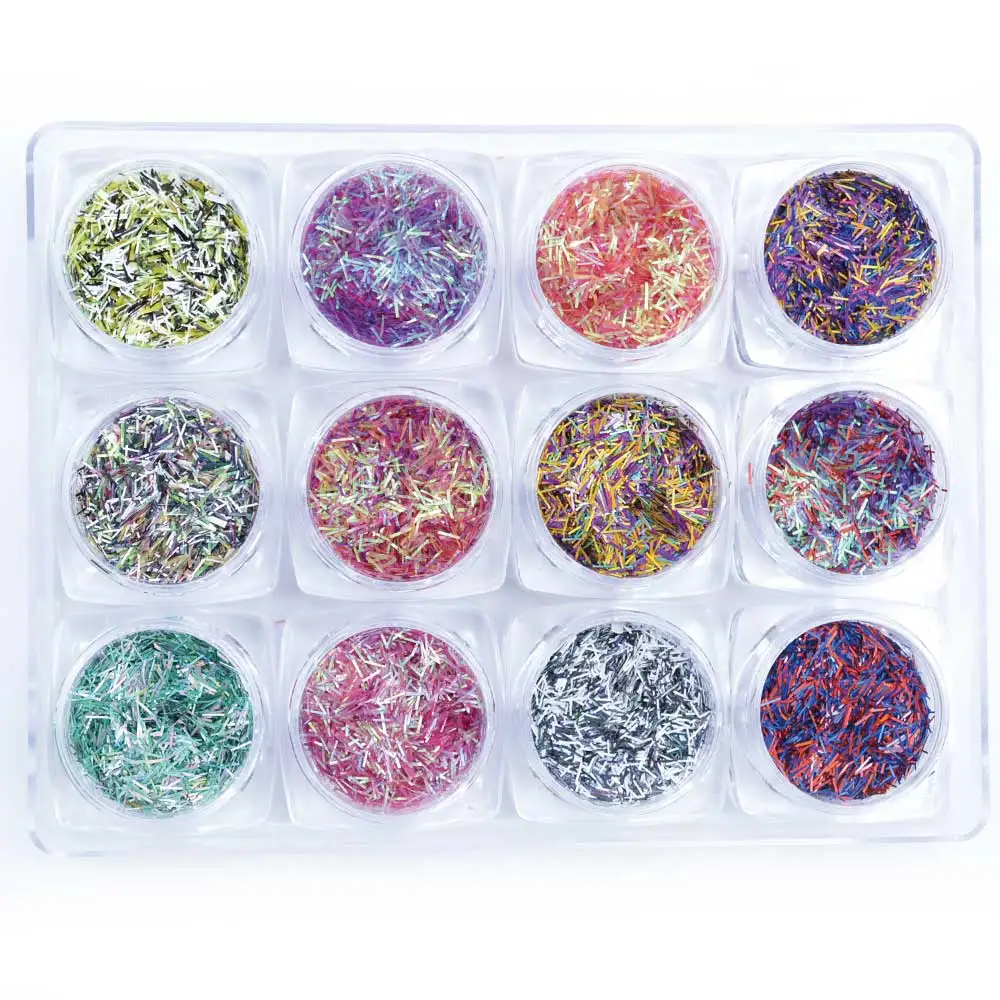 1 Box 12 Color Glitter 3D Ultrathin Sequins With 6 Design Snowflake Mickey Head Star Four Linellae for Nail Art Decors | Красота и