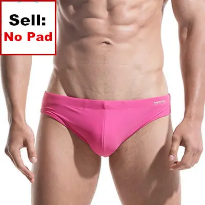 No Pad Pink Пуш-ап плавательные мужские трусы Купальники DESMIIT эротичное мужское белье Sexy Gay Mens Плавки пляжная одежда купальник купальный костюм шорты zwembroek sunga - Цвет: No Pad Pink