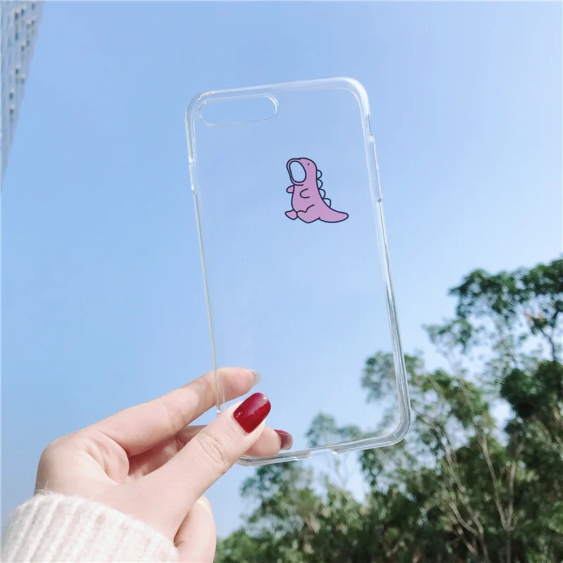 lovely baby dinosaur clear TPU phone Cases For iphone XS Max X XR for 6 6s 7 8 plus soft back cover |