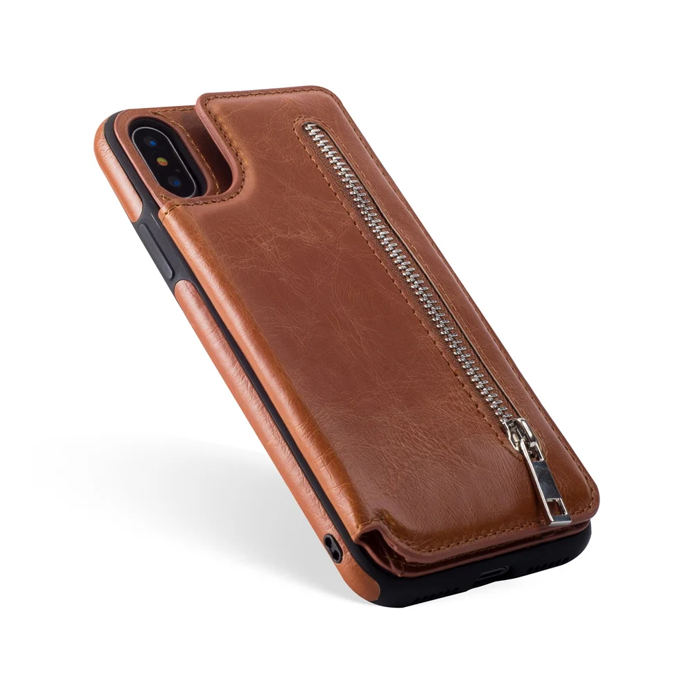 Brown Для iPhone 6 6s 7 8 Plus X XS XR XS Max откидной Чехол ретро PU кожаный бумажник фото держатель задняя крышка с держатель карт на магнитах - Цвет: Brown