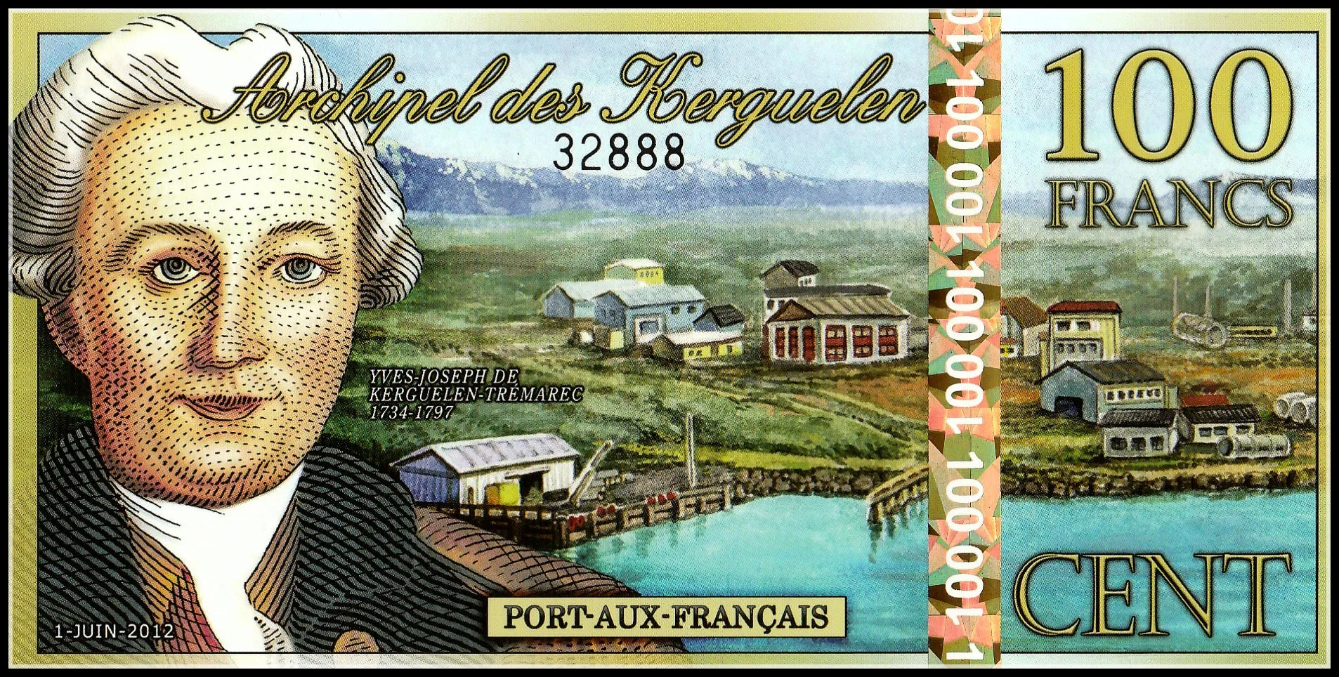 Kerguelen остров 100 франков полимерная оригинальная банкнота 2012 UNC коллекция мир Азия