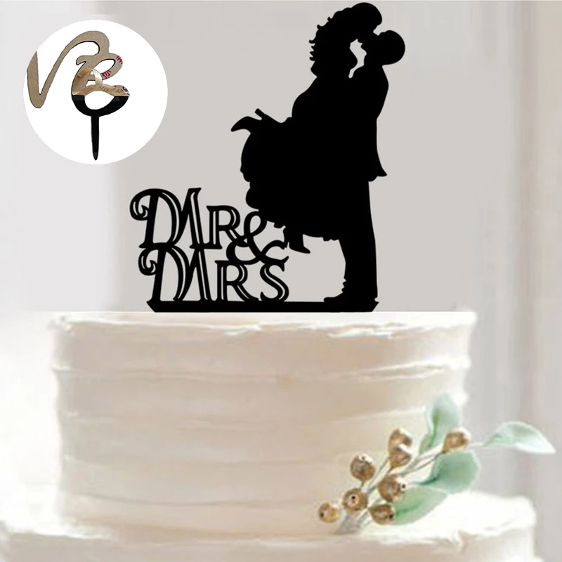 Свадебный торт Topper Love Mr Mrs акриловый Безопасный черный Toppers Романтический невесты