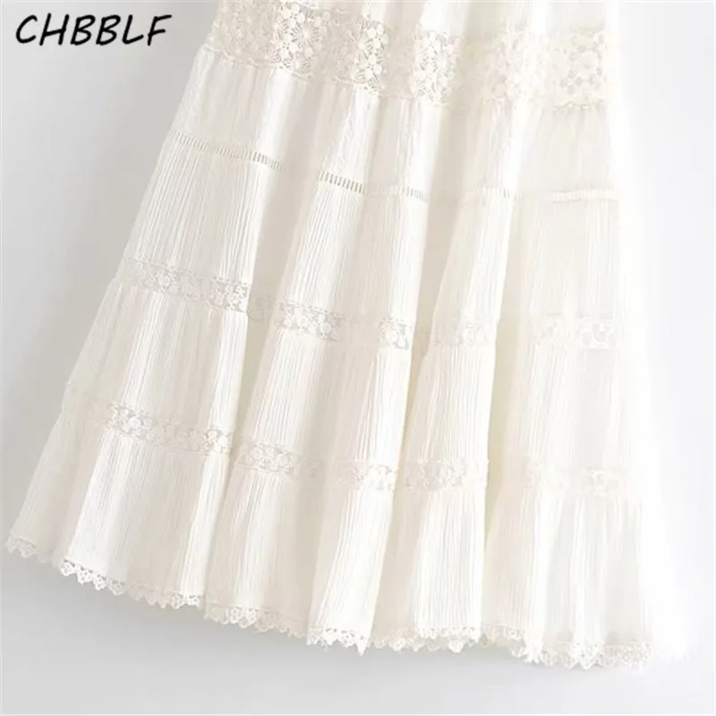 CHBBLF women lace patchwork skirt faldas mujer elastic waist pleated female casual embroidery chic skirts WDD8396 | Женская одежда