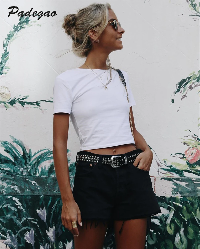 Футболка AEL женская с круглым вырезом и коротким рукавом Повседневная облегающая