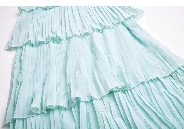 

Hot fashion sequin ruffled layered dress 2018 summer runways ruffles cake chiffon dress D210