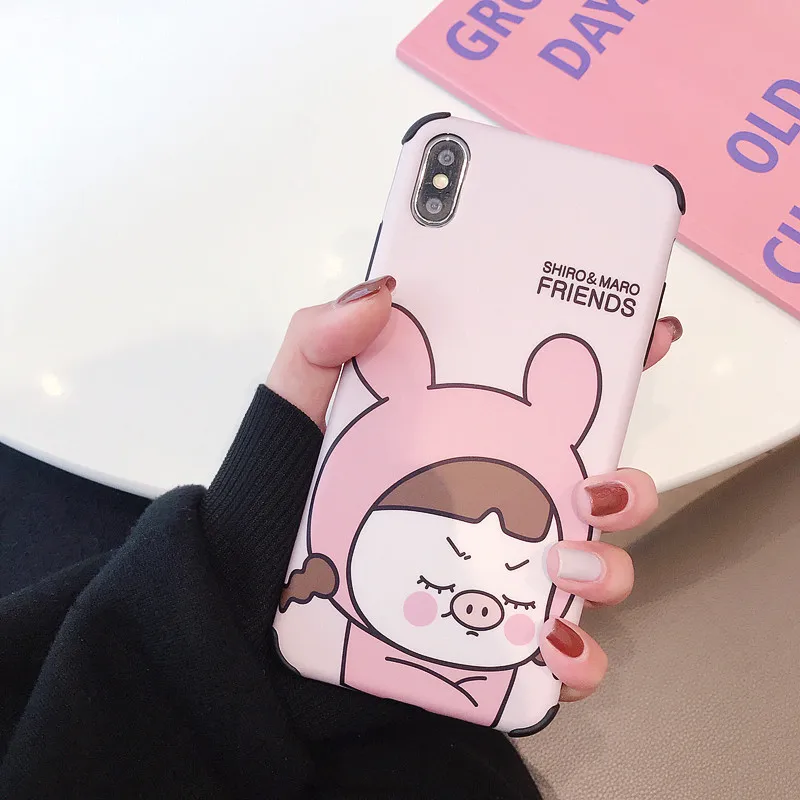 Милый мультяшный поросенок девушка чехол для iPhone X XS XR 6 S 7 8 Plus MAX чехлы Модные