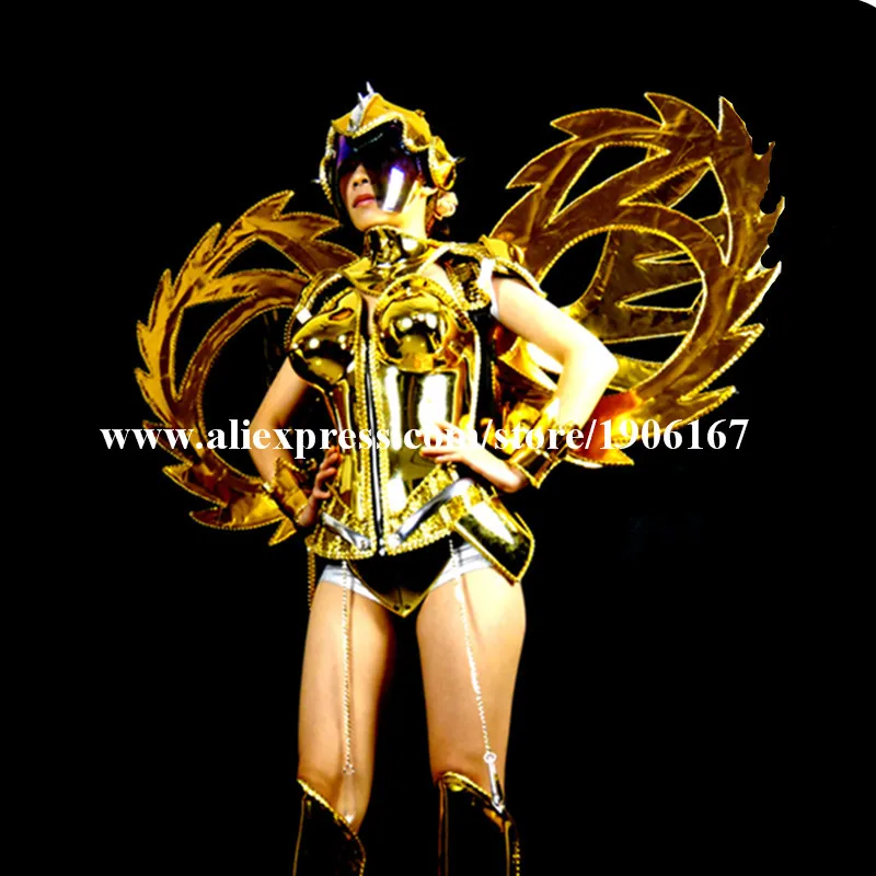Fashion Victoria Catwalk Show Model Gold Plating Dance Dress Wings Costumes Bar KTV Stage Performance Clothing Party Supplies | Дом и сад