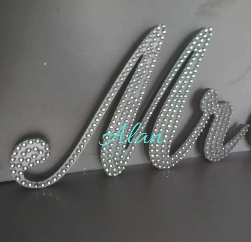 Мистер и миссис пользовательские серебряный кристалл свадьба знак свадебный