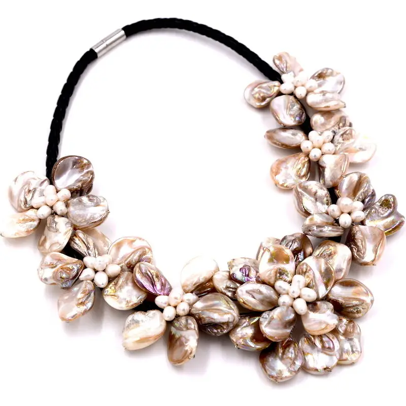 Fashion Mop jewelry white baroque mother of pearl shell flower necklace 16&quot (9.13) | Украшения и аксессуары