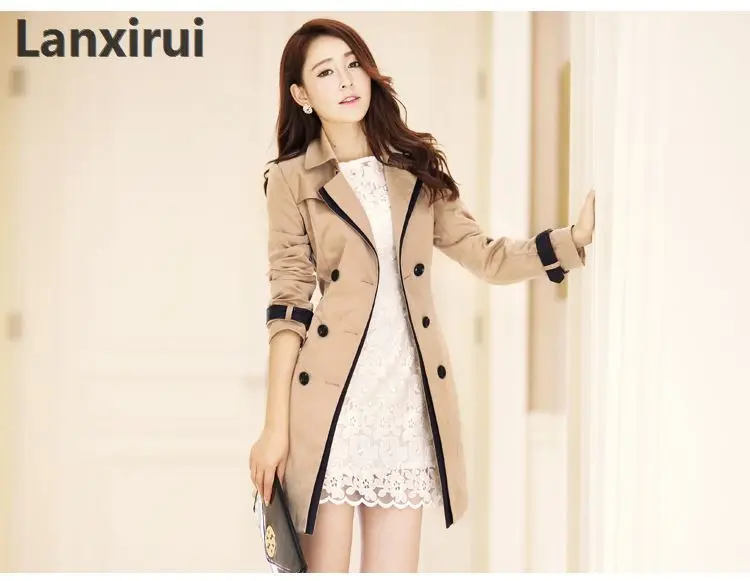 style 2 khaki Весенняя Новинка, женское корейское пальто с длинными секциями, элегантное кружевное пальто 1007 - Цвет: style 2 khaki