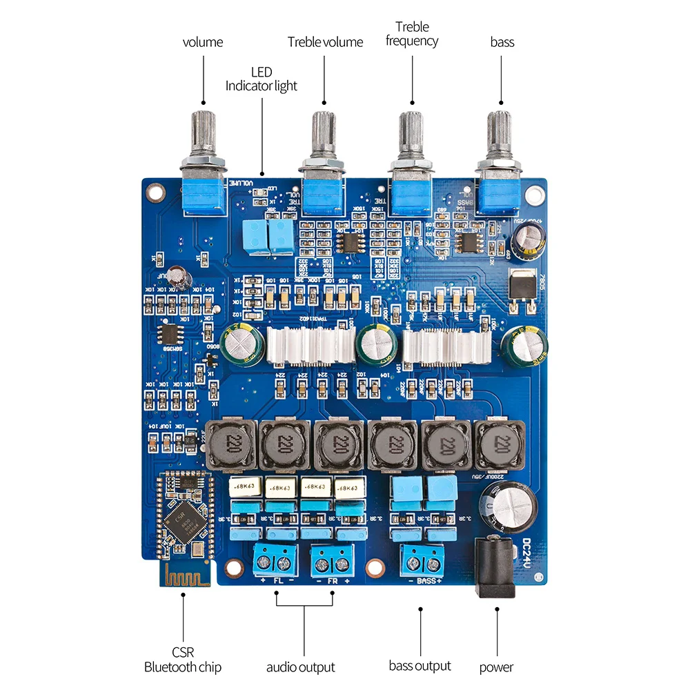 Усилитель мощности AIYIMA TPA3116 2 1 Bluetooth аудиоплата 2*50 Вт + 100 усилитель сабвуфера