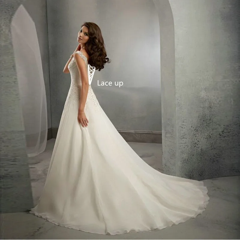 2017 новый кружева свадебное платье линия с плеча бисероплетение свадебные платья