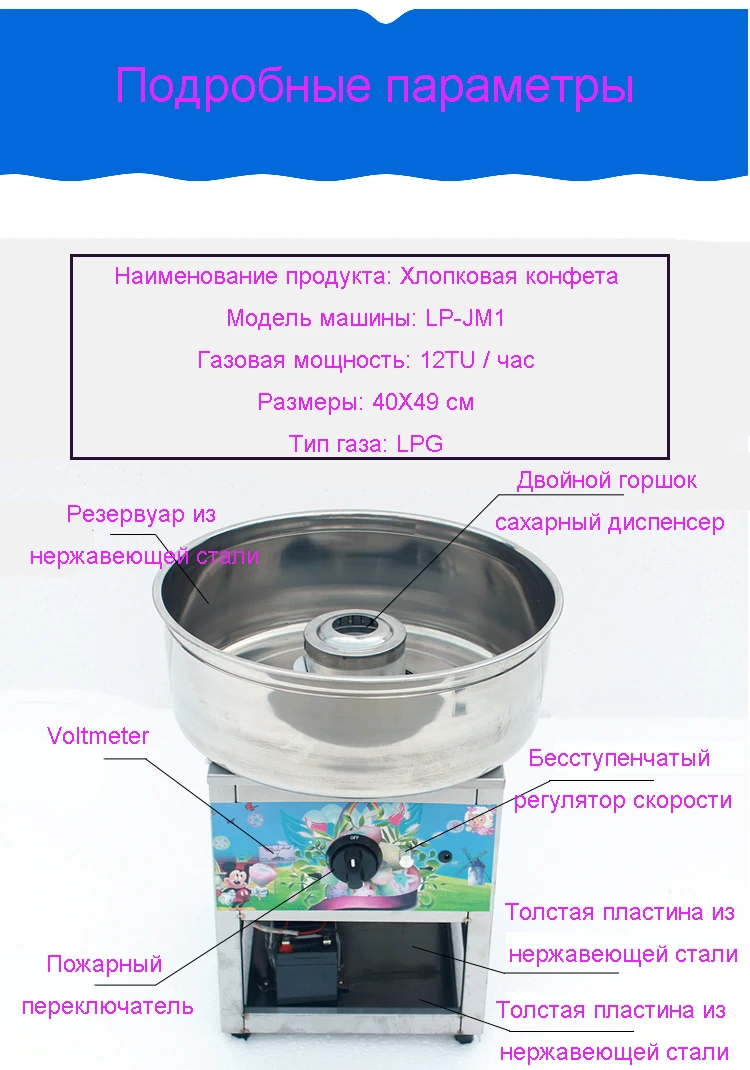 Машина для изготовления хлопковых конфет, коммерческая машина для изготовления хлопковых конфет из нержавеющей стали, газовая электрическая машина для изготовления хлопковых конфет, модная машина для изготовления хлопковых конфет
