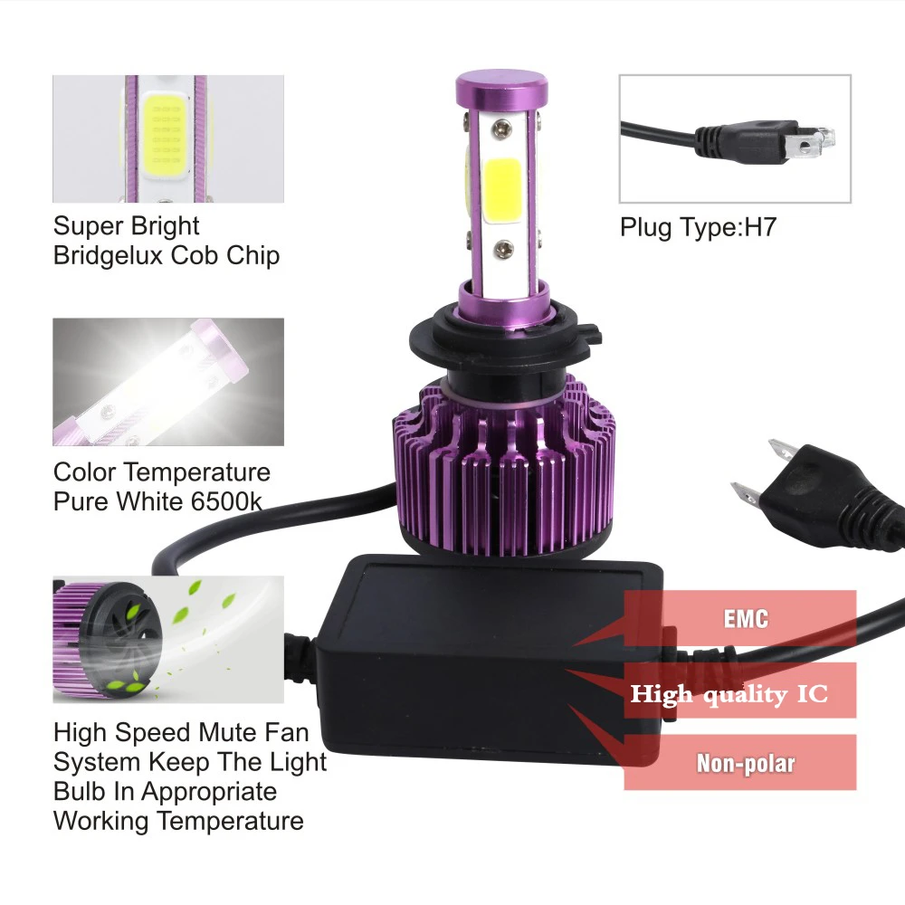 CJXMX 4 боковые светодиодные лампы для автомобиля H4 H7 LED H11 HB3 9005 HB4 9006 9004 9007 фар 12000LM 90W