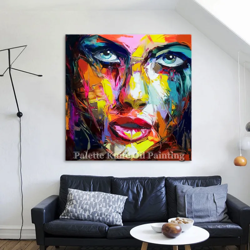 

Francoise Nielly Palette Knife Portrait Face Oil Painting Hand Painted Character Figure Canvas Wall Art Picture For Living Room