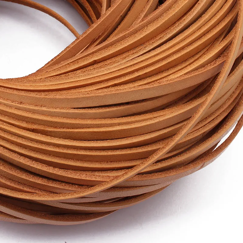 

2 Meters High Quality 3mm 4mm 5mm Flat Genuine Natural Leather Cord String Jewelry Making
