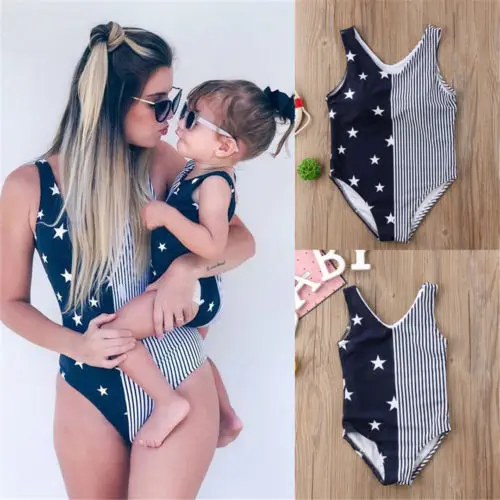 Сексуальный женский купальник в полоску со звездами для маленьких девочек