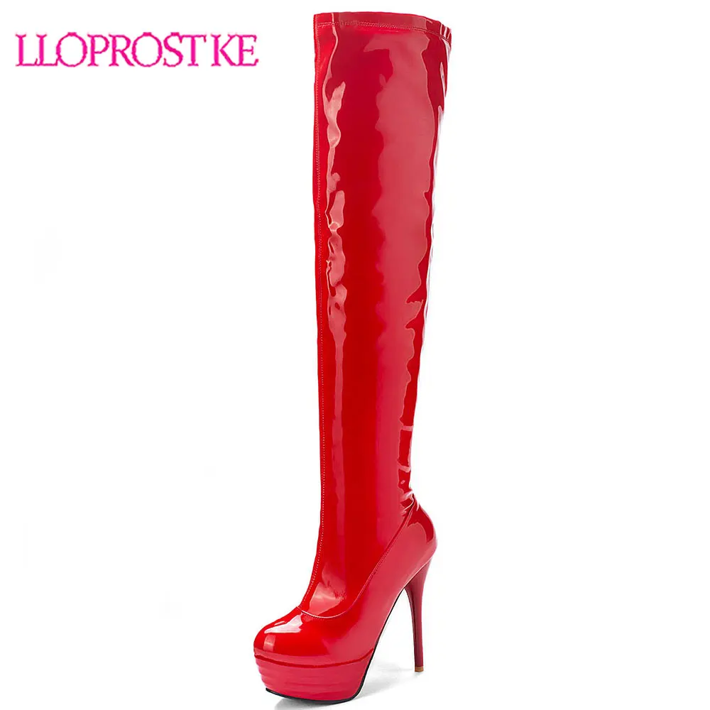 

Lloprost ke women's 2019 big Size 32-46 Platform Sexy Shoes Women Boots Female Thin High Heels Over The Knee Boots woman H531
