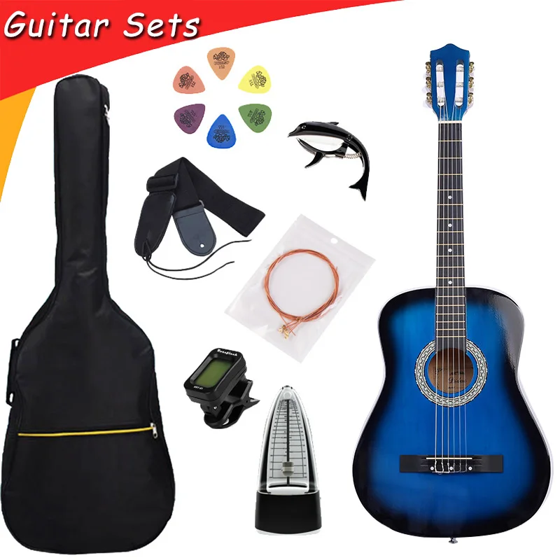 Mr Guitar 38 Классическая гитара 6 струн 4 цвета аксессуары для гитары с сумкой медиаторы тюнер метроном гитарные комплекты AGT64 - Цвет: Blue Guitar Sets