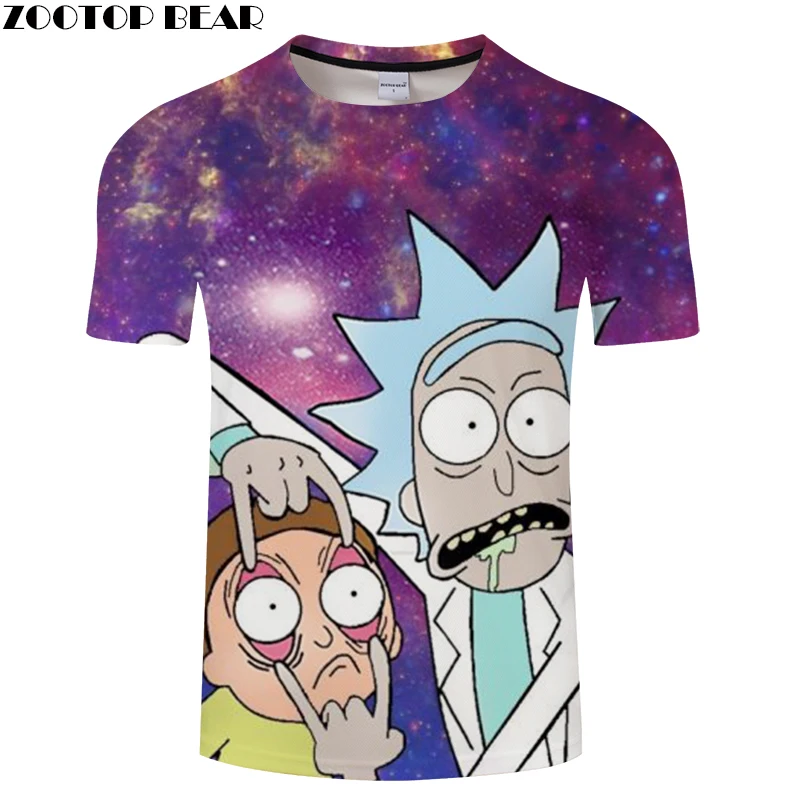 Мужская футболка с 3D принтом Rick & Morty забавная летняя коротким рукавом для
