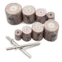 10pcs flap wheels sandpaper polishing bits grinding head for rotary dremel tools abrasive for woodworking removing rust and burr