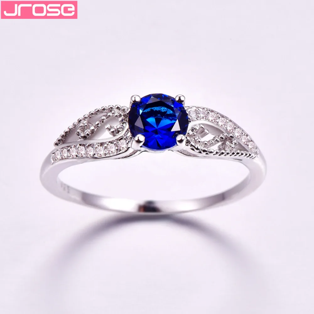 JROSE Wedding Pretty Round Cut Blue Rainbow White Cubic Zirconia Fashion Silver Jewelry Ring Size 6 7 8 9 Men's Gifts | Украшения и