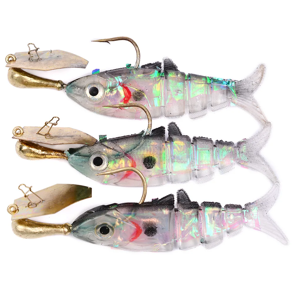 

HiUmi 3PCS New hot sale 28.28G 12CM lead jig fish head soft artificial baits softbaits swimbaits fishing gear tackle lures