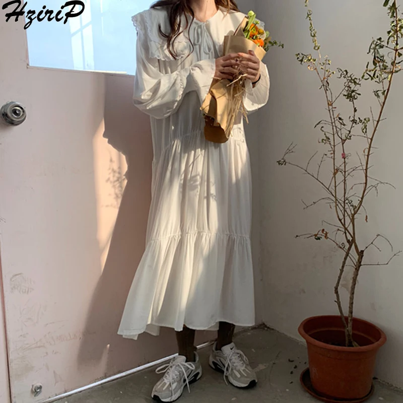 Женская кружевная блузка HziriP однотонная свободная Длинная пляжная рубашка с