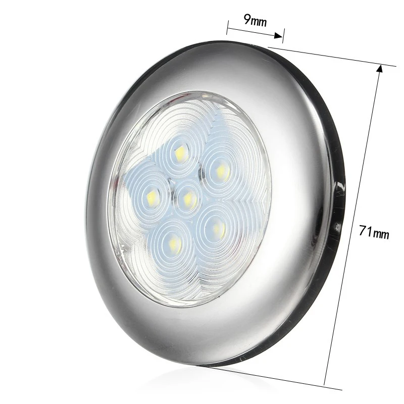 6LED 12В Морская Лодка для яхты Круглый купол из нержавеющей стали потолочный