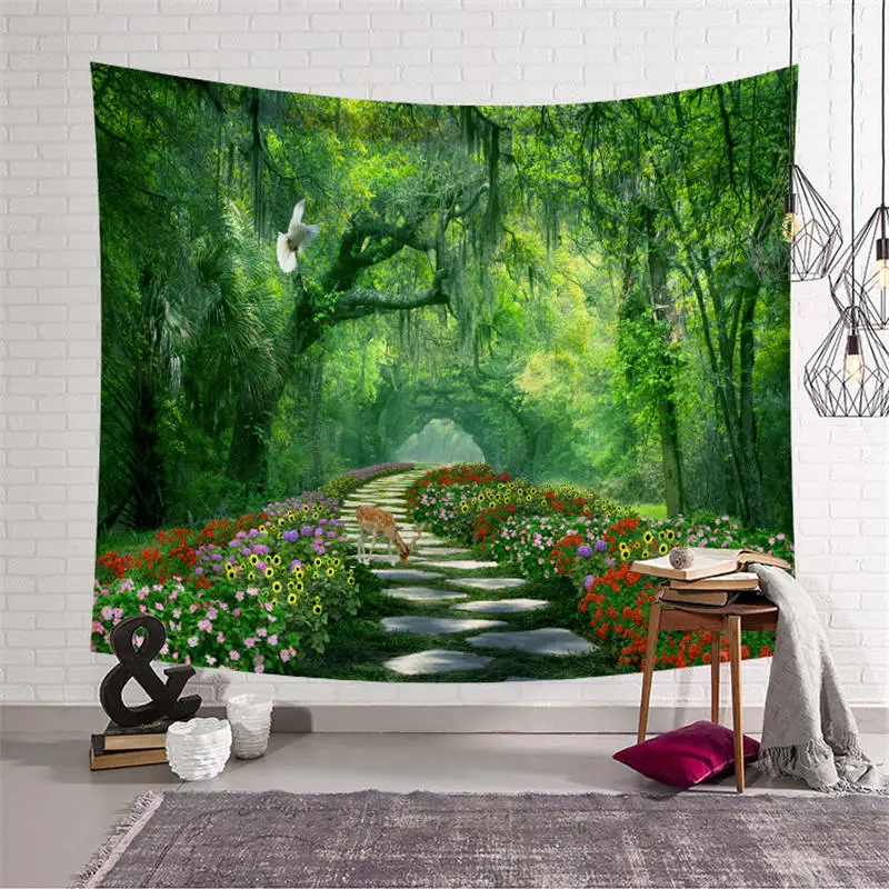 Лесной гобелен настенный ковер индийская Мандала покрывало для пикника одеяло