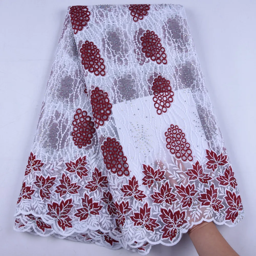 

French Milk Silk Net Mesh Lace Fabric 2019 High Quality African Tulle Voile Lace Fabric With StoneS For Nigerian Wedding Party