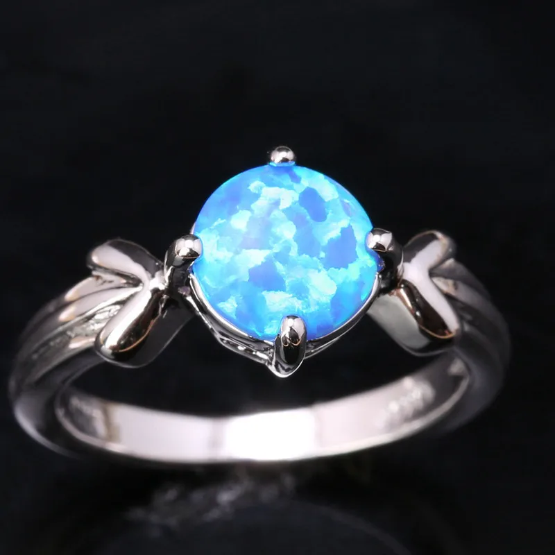 2016 серебряные женские ювелирные изделия с голубым и белым огненным опалом США #