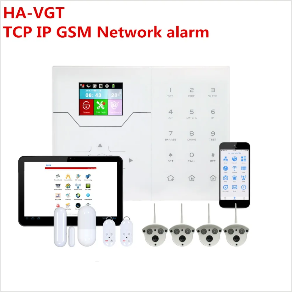 Новый французский цветной дисплей меню Ethernet TCP IP GSM система сигнализации для дома