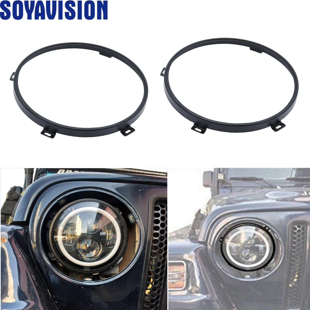 7 &quotкруглые черные фары Ободок пара для Jeep Wrangler JK 2007 2016 дюймов Рамка адаптер