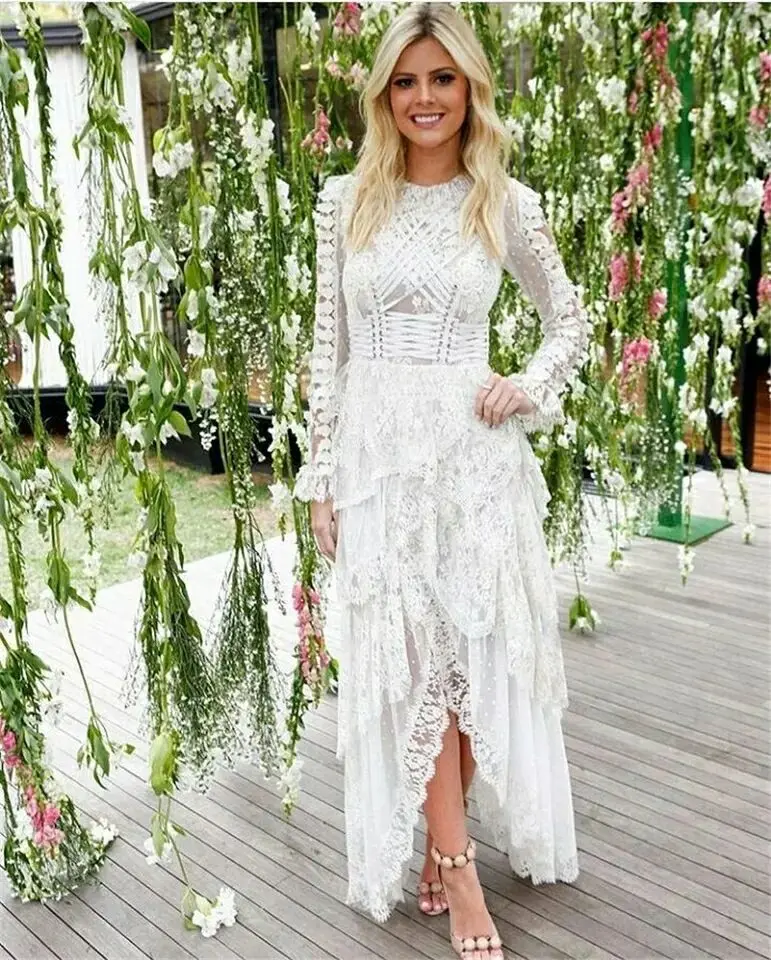 Женское кружевное платье с круглым вырезом сексуальное вышивкой вечерние платья