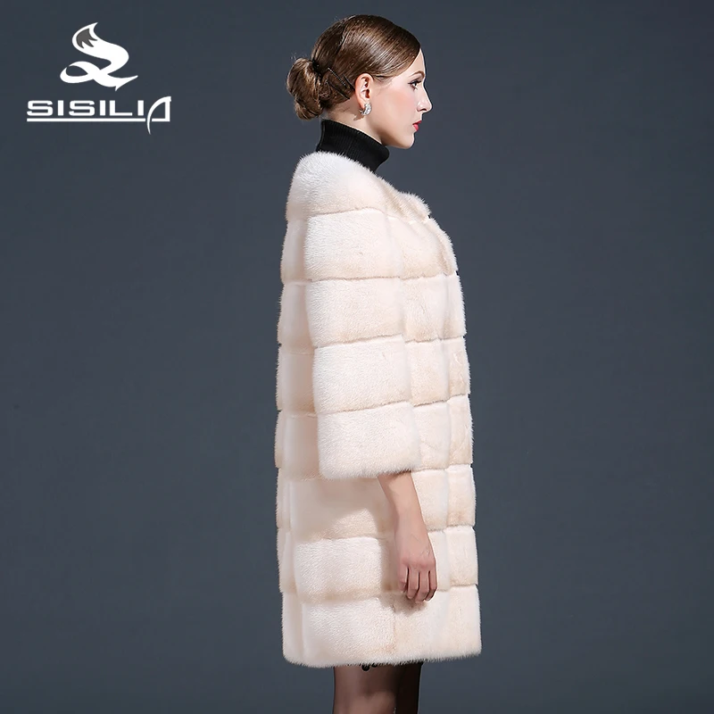 SISILIA 2016 Новых женщин норки пальто Настоящее меховой Хорошее качество норковая