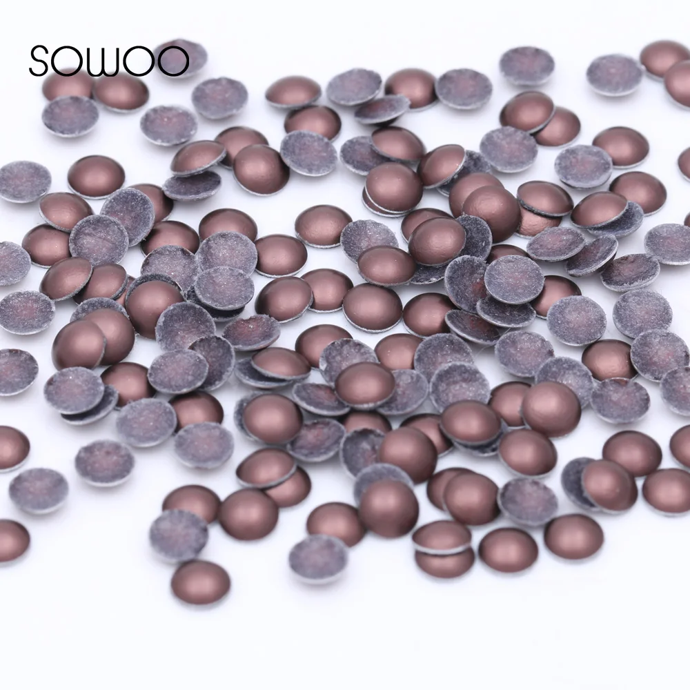 

1440pcs/lot lead free Hot Fix Studs Dome Shape Half Round Brown forsted Dome Studs hot fix half round studs baby studs