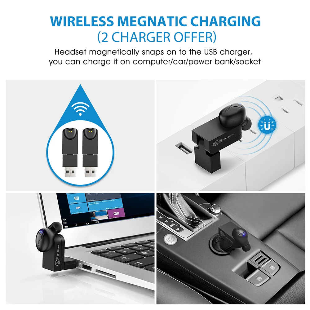 Невидимые Mpow EM1 Мини Bluetooth наушники беспроводные в ухо с микрофоном портативные