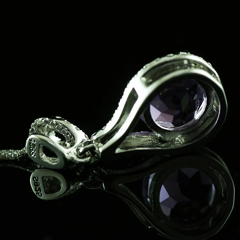 Классический круглый 1.85ct натуральный камень фиолетовый аметистовая подвеска 100%