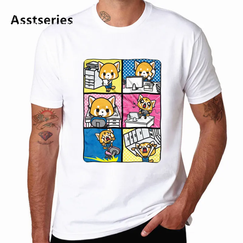 Aggretsuko aggression Retsuko Harajuku футболка с круглым вырезом Fck You панковская Футболка с принтом Повседневная футболка с короткими рукавами уличная HCP4589