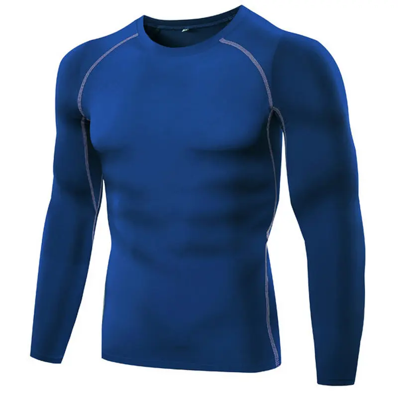 Мужская компрессионная фитнес эластичная впитывающая футболка с длинными
