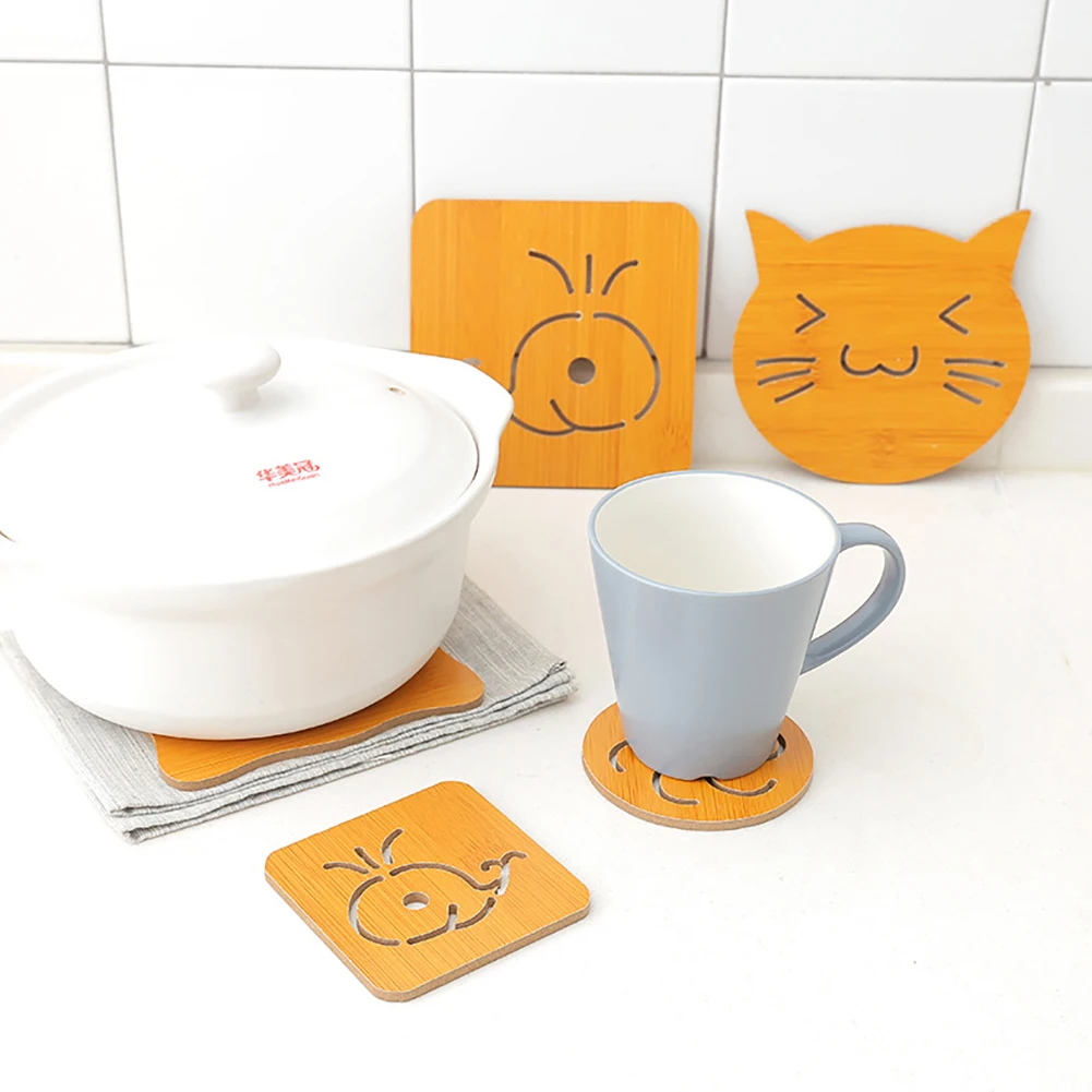 Бамбуковые Подставка под горячее мультфильм милый Placemat пластины коврик для