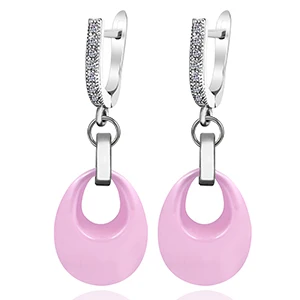 Style 7 Pink Модные подвесные Серьги Геометрические настоящие керамические нерегулярные Перфорированный Круглый квадратные Капли Висячие милые серьги для женщин ювелирные изделия - Окраска металла: Style 7 Pink