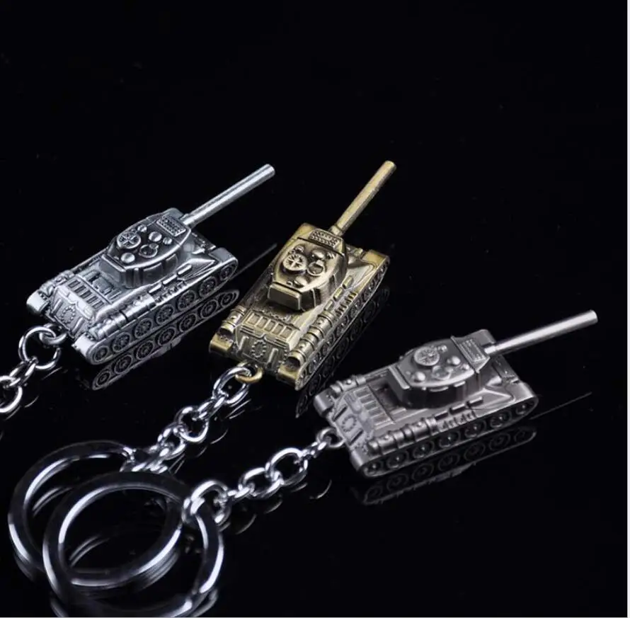 

100PCs 3 Colors World of Tanks Key chain Metal Key Rings For Gift Simulated Tanks Keychain Jewelry Game Key Holder Souvenir