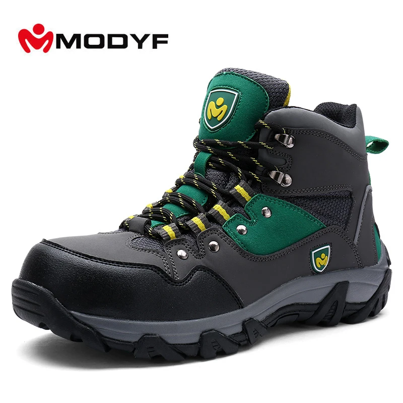 MODYF Men Winter Steel Toe Work Safety Shoes Warm Ankle Boots Fashion Zipper Puncture Proof Footwear size 39-45 | Обувь