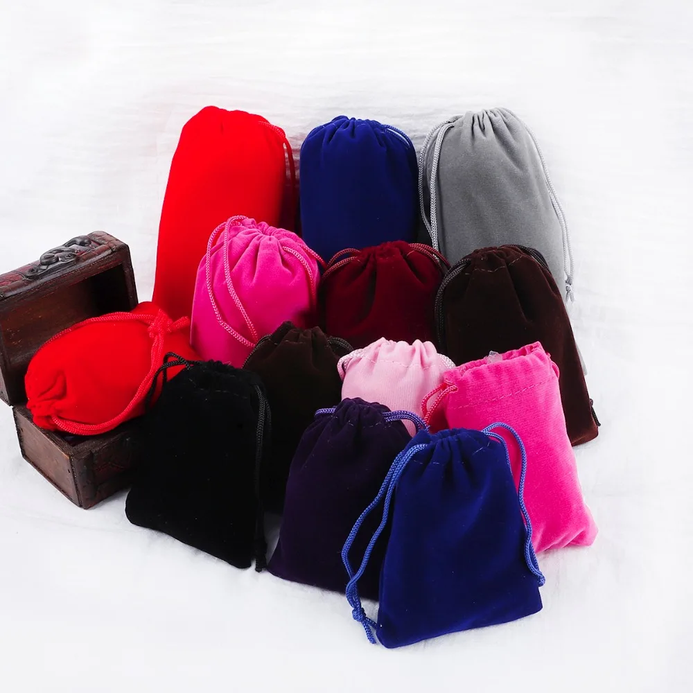 Разноцветные бархатные мешочки для упаковки ювелирных изделий 10 шт. 5 х7 см 7 х9 9 х12