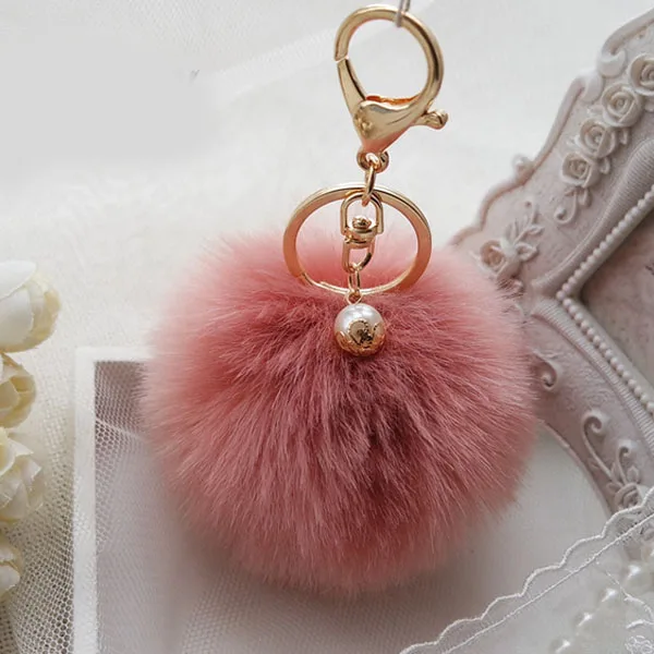 Брелок для ключей модный брелок с меховым помпоном из искусственного кроличьего